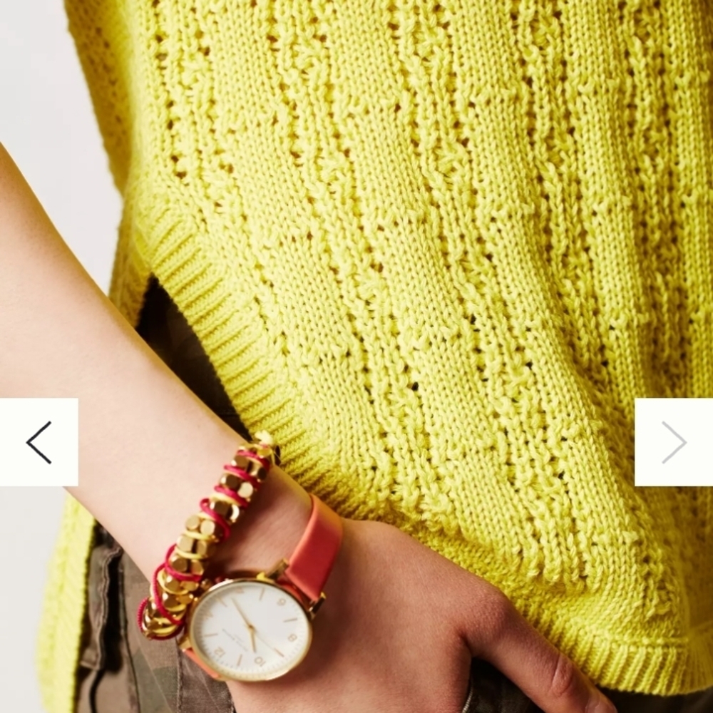 Anthropologie Sparrow Bright Lime Textured Crewneck Sweater - Picture 3 of 6